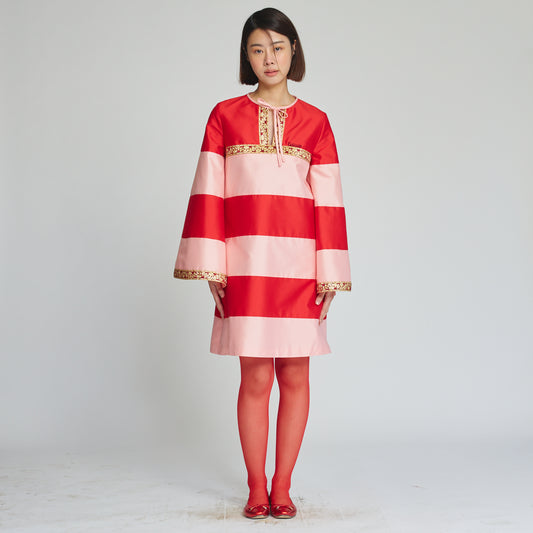 Red Pink Striped Dress